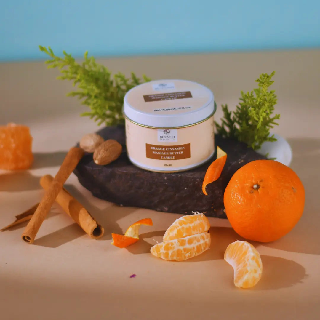 Rutvish Organic Orange Cinnamon Butter Massage Candle RutvishOrganic